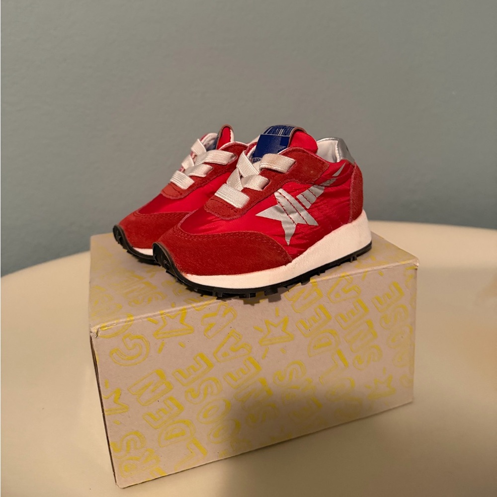 Golden Goose Red Kids Sneakers with White Star